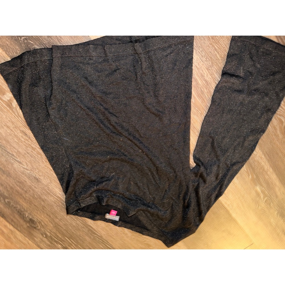Vince Camuto Black‎ Metallic Shimmer Long Sleeve Knit Top Sweater Womens Large